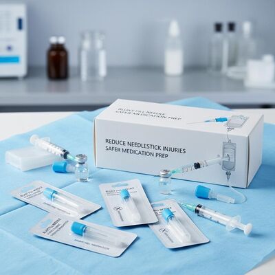 Wegwerpnaalden helpen naaldwonden te verminderen Gezondheidswerkers maken medicijnen zonder scherpe naalden