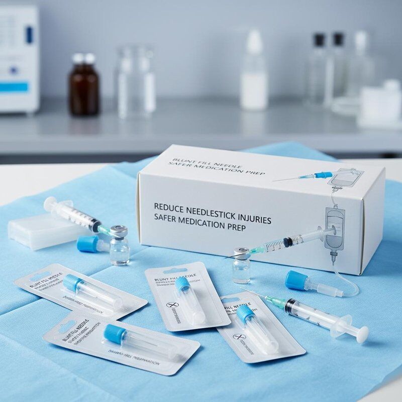 Wegwerpnaalden helpen naaldwonden te verminderen Gezondheidswerkers maken medicijnen zonder scherpe naalden